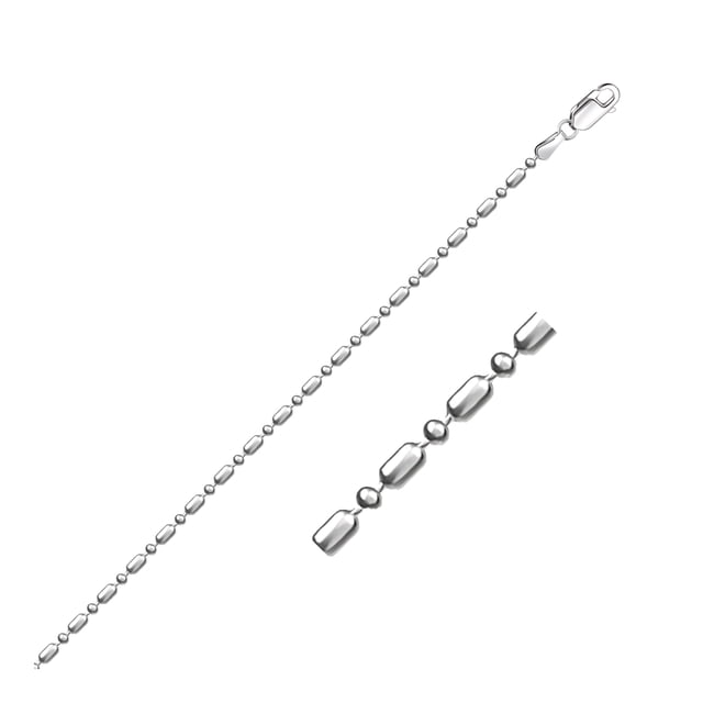 14k White Gold Diamond-Cut Alternating Bead Chain 1.5mm 16 in