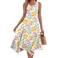 thumbnail image 2 of Minjewel Women's Easter Midi Dress, Round Neck Sleeveless Floral Print Irregular Hem Casual Dress, Spring Church & Garden Party Outfit,Yellow M, 2 of 8