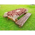 thumbnail image 1 of Henna Outdoor Tablecloth, Round Cultural Ornament in Retro Style on Grunge Looking Backdrop Spiritual Symbol, Decorative Washable Fabric Picnic Table Cloth, 58 X 84 Inches,Ruby Peach, by Ambesonne, 1 of 2