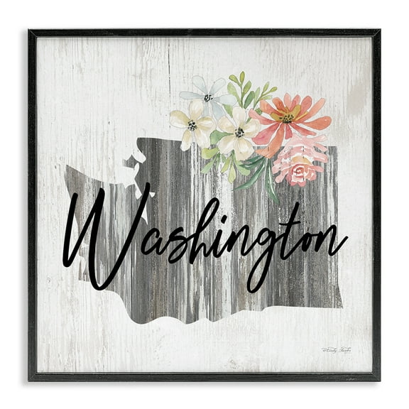 Stupell Industries Shabby Chic Washington Botanical & Floral Painting Black Framed Art Print Wall Art, 12 x 12