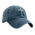 thumbnail image 2 of Embroidered Christian Jesus Cross Hat for Men Women, Vintage Washed Dad Hats Adjustable Baseball Cap, 2 of 5