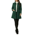 thumbnail image 2 of INSPIRE CHIC Women's Peter Pan Collar Single Breasted Mid Length Overcoat Dark Green M, 2 of 5