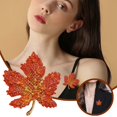 thumbnail image 2 of Womenâs Fashion Brooch - Vintage Maple Leaf Flower Pin with Orange Red Yellow Rhinestones, Alloy Micro Pave Autumn Party Wedding Jewelry Gift, 2 of 9
