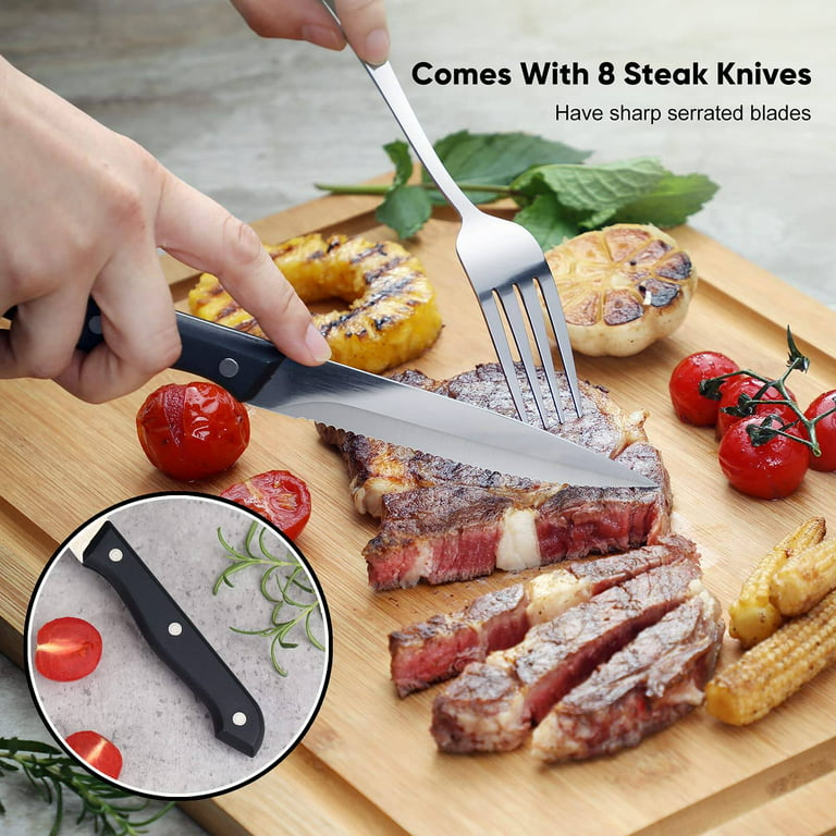 Cook N Home 8-Piece Steak House Style Steak Knife Set, Stainless Steel