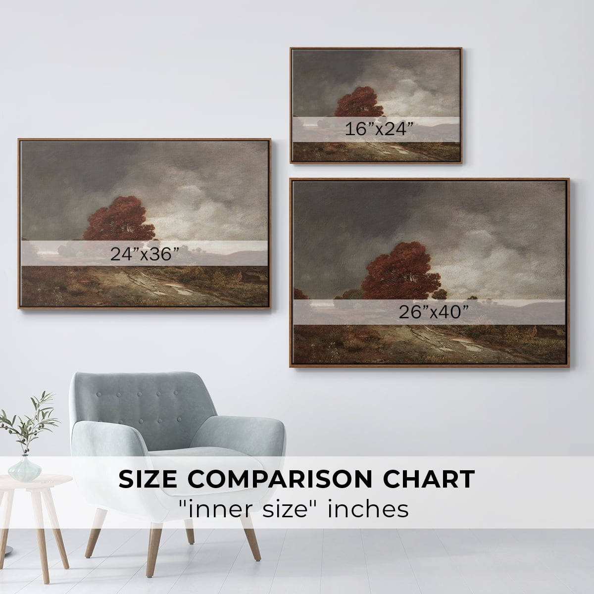 Vintage Landscape-CCCXIII By Wexford Home Framed in Walnut Wood Gallery Wrapped Canvas 25 in. x 37 in.