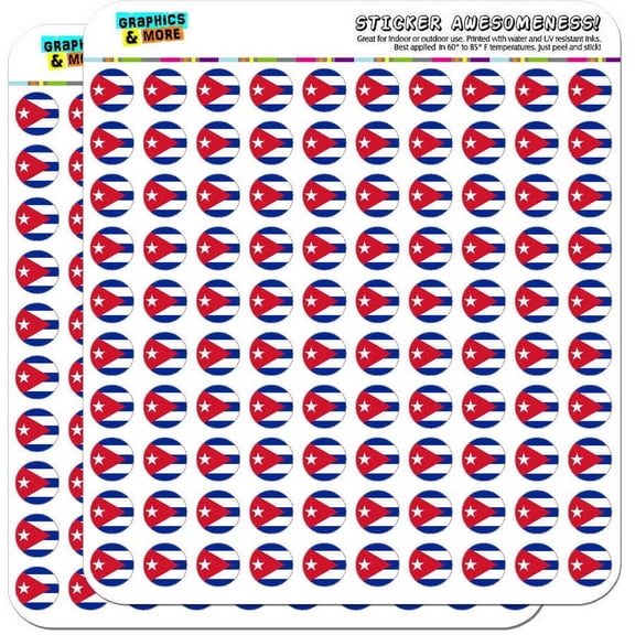 Cuba National Country Flag 200 1/2" (0.5") Planner Calendar Scrapbooking Crafting Stickers