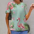 thumbnail image 6 of Flamingo Pattern T Shirts Basic T-Shirt Short Sleeve Ladies Tee Shirt Summer Graphic Clothing, 6 of 6