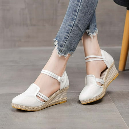 

Kayannuo Womens Wedge Sandals Clearance Womens Closed Toe Wedges Shoes Platform Slingback Mid Low Heel Canvas Dress Sandals Gifts for Women
