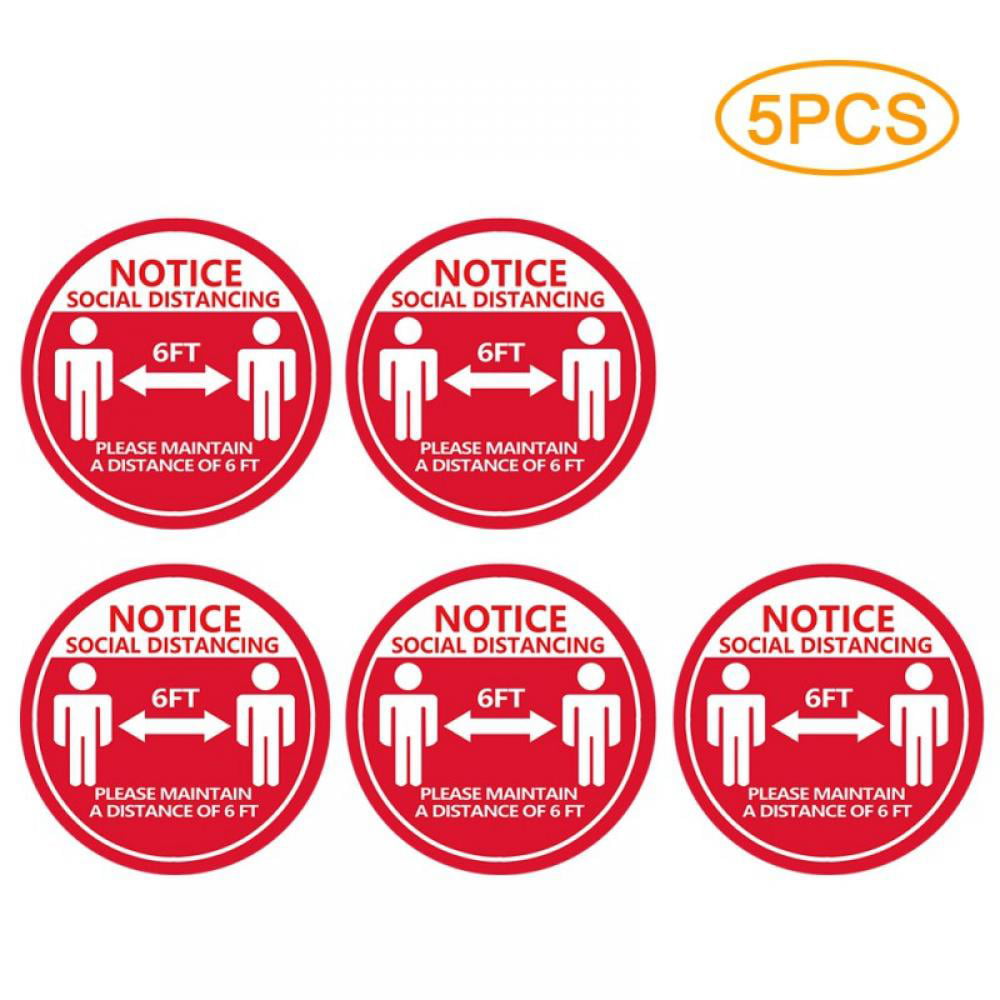 5pcs Social Distancing Floor Stickers Door Stop Distance Sticker Warning Signs 