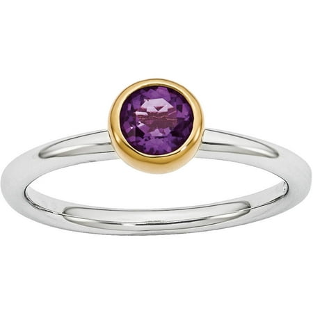 Stackable Expressions Amethyst Sterling Silver with Gold-Plate Ring