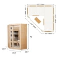 thumbnail image 2 of Xmatch Far Infrared Wooden Sauna Room, 2-Person for Corner Space, with 1600W, 7 Low EMF Heaters, 2 Bluetooth Speakers, 2 LED Reading Lamps and 3 Chromotherapy Lights, 2 of 11