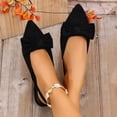 thumbnail image 7 of longantii Women's Bow Pointed Toe Slingback Flats Comfortable Satin Slip On Pumps Office Work Wedding Party Dressy Flats Black, 7 of 7