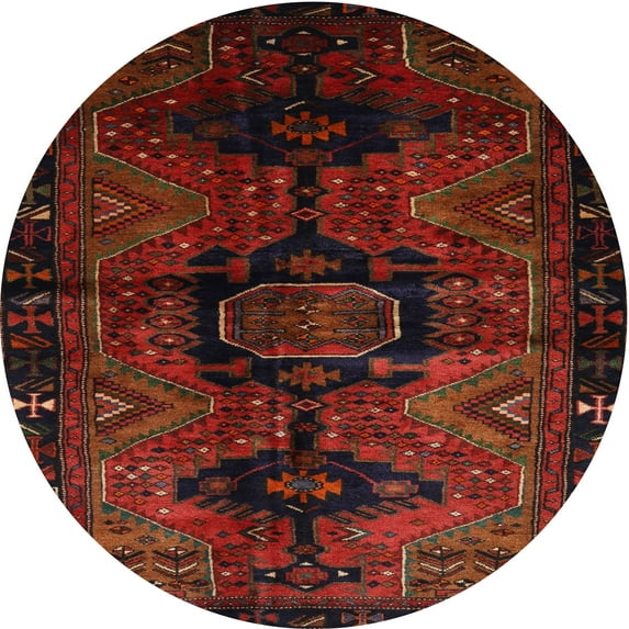 Ahgly Company Indoor Round Traditional Crimson Red Persian Area Rugs, 3' Round