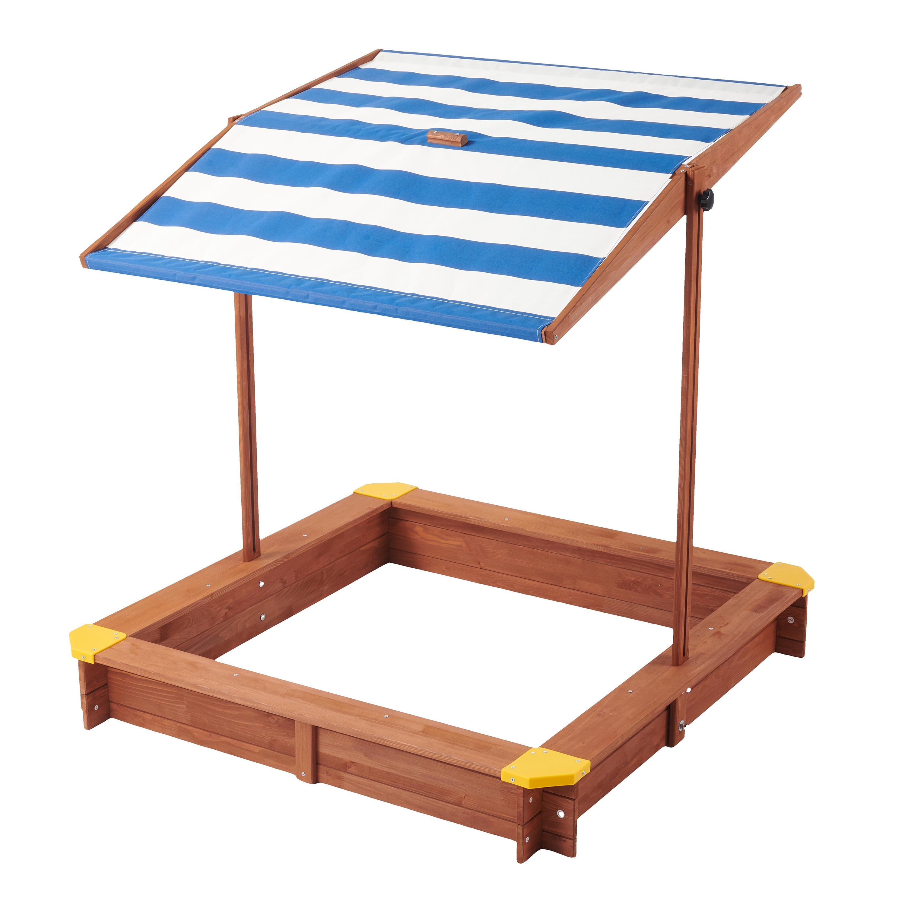 Kids Sandbox with Cover, 46" Wooden Sand Box with Adjustable Canopy, Large Outdoor Cedar Sandpit for Backyard Play, UV-Protected Retractable Roof