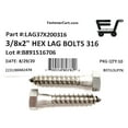 x 2 316 Stainless Steel Hex Head Lag Bolts Lag Screws Marine Grade (10