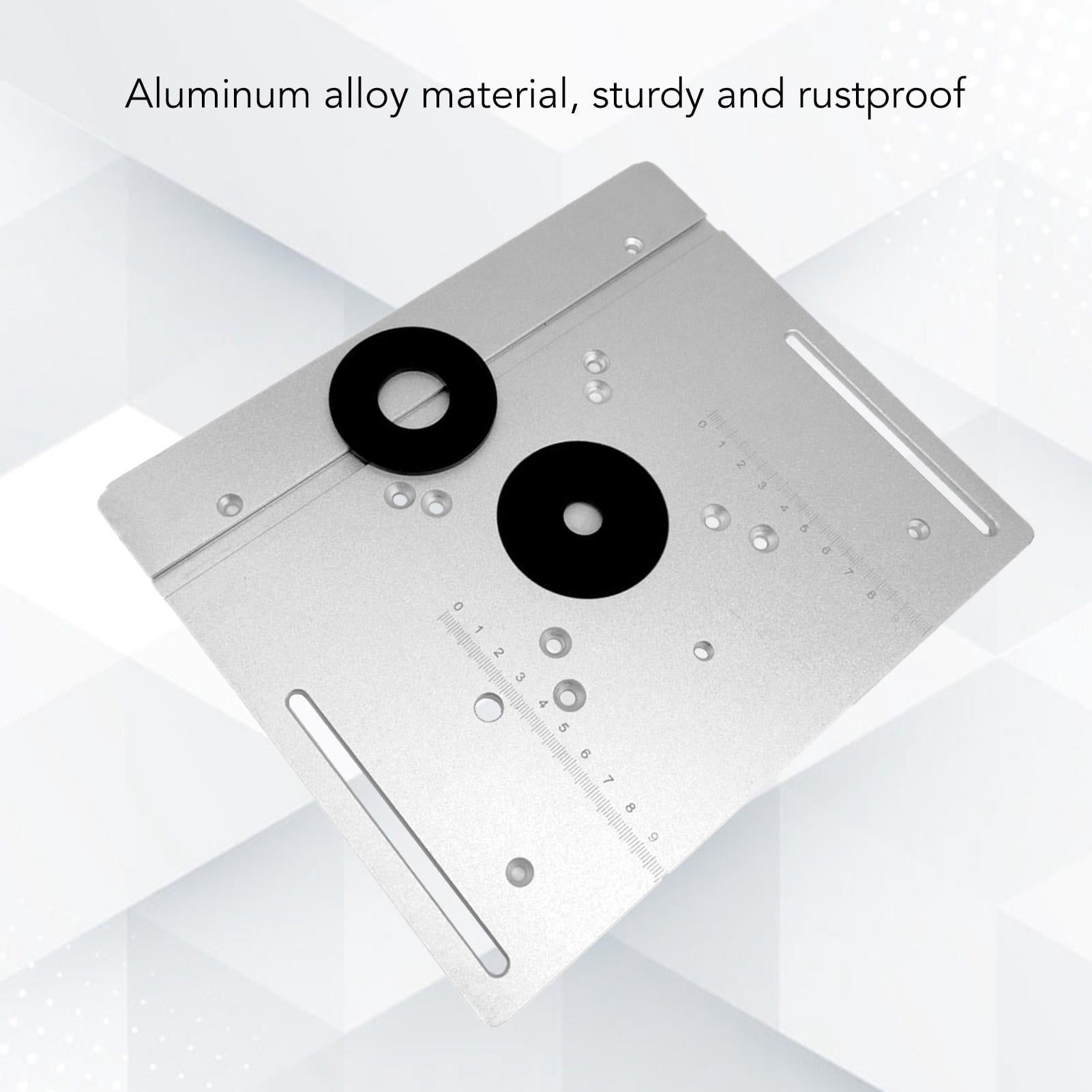 LAZIOEGR 2‑in‑1 Aluminum Router & Trimming Table Insert Plate – Dual‑Spacing, 85×85 mm & 70×60 mm, High‑Hardness, Rust‑Resistant, Precision‑Aligned for Woodworking Bench & Milling Machines