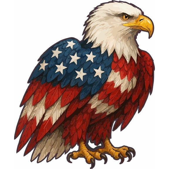 StickerTalk USA Flag Bald Eagle Vinyl Sticker Decal, 5 inches x 6 inches