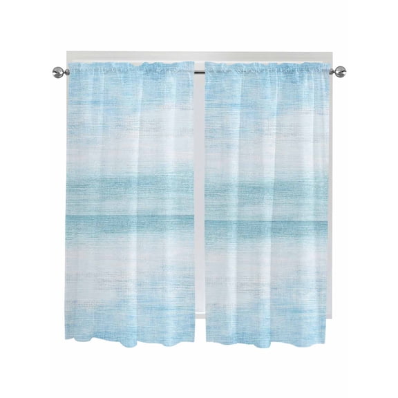 Living Room Curtains 72 Inches length, Gradient Aqua Blue Window Treatment Curtain Drapes, Modern Rustic Minimalist Pastel Solid Light Filtering Drapes for Bedroom Laundry Room, 52"x72", 2 Panels