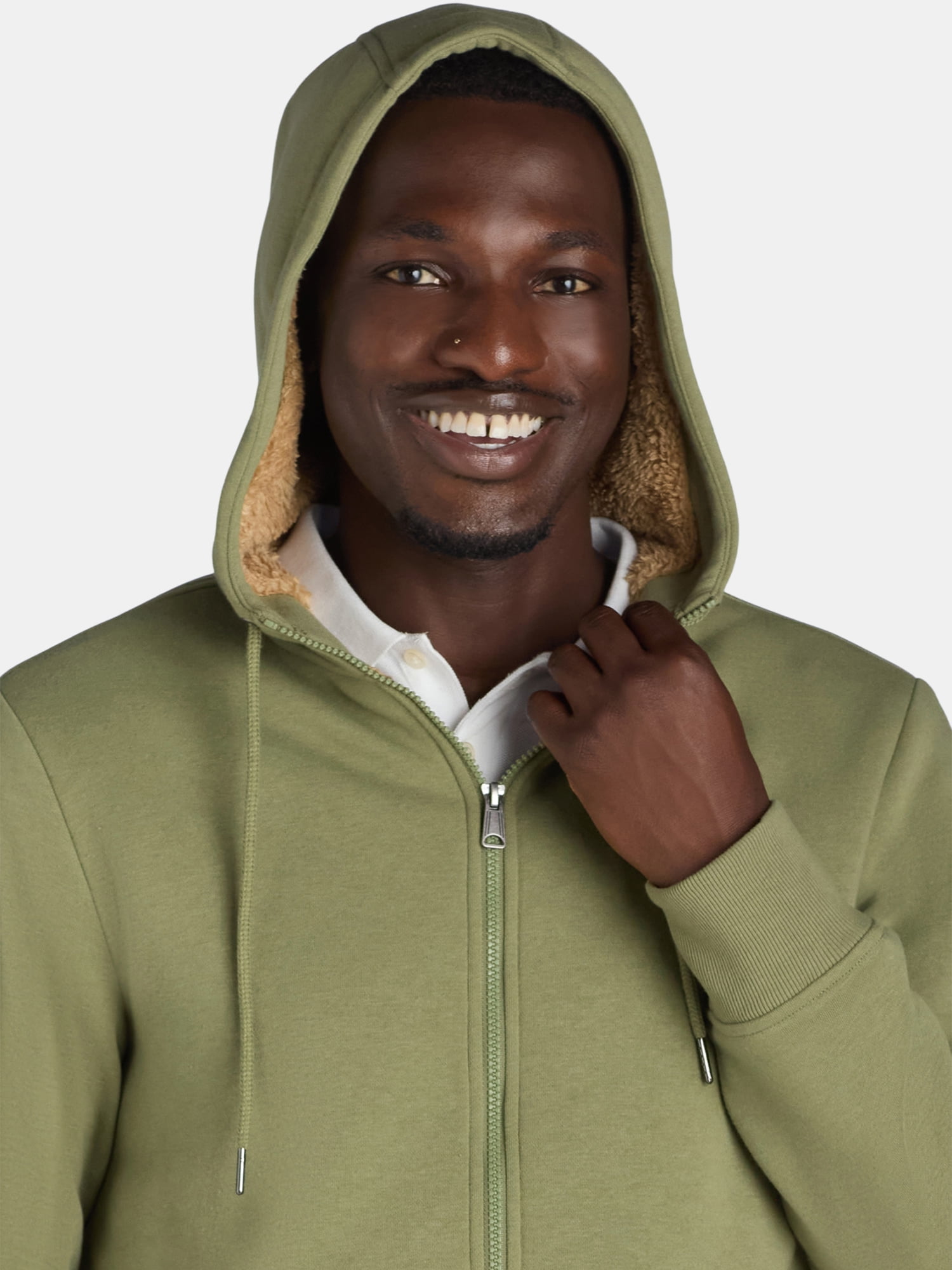 George Men's & Big Men's High Pile Fleece Lined Jacket with Hood, Sizes S-3XL