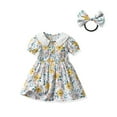 thumbnail image 2 of Aayomet Summer Dress Girl's Short Sleeve Floral Print Loose Casual Long Maxi Dress with Pockets,Sky Blue 12-18 Months, 2 of 3