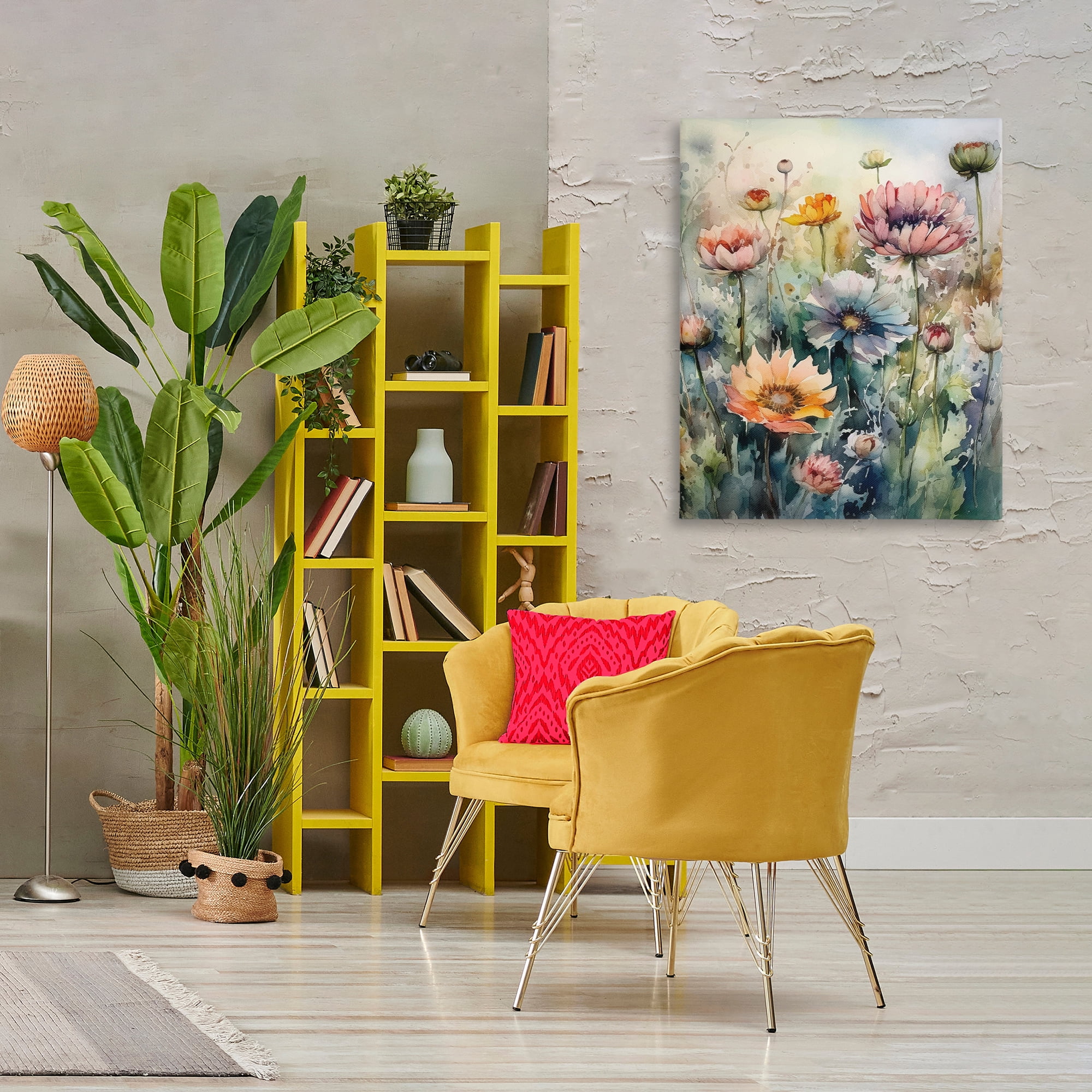 Stupell Industries Wild Gerbera Daisies Plants & Flowers Painting Wrapped Canvas Art Print Wall Art, 30 x 40