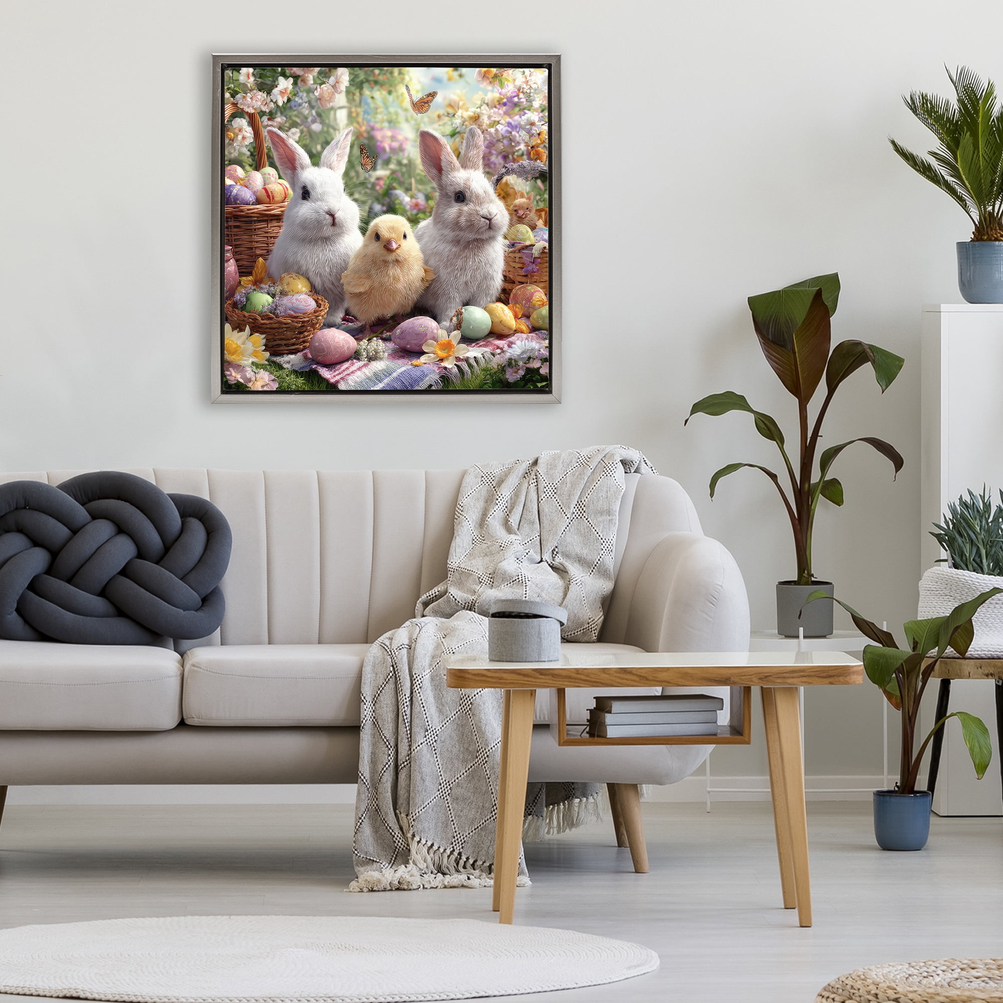 Stupell Industries Easter Animals & Eggs Gray Framed Floater Canvas Wall Art, design by The Wands Want