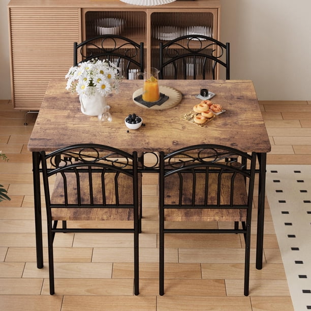 5 - piece vintage dining mesa set con 4 sillas, perfect para small spaces