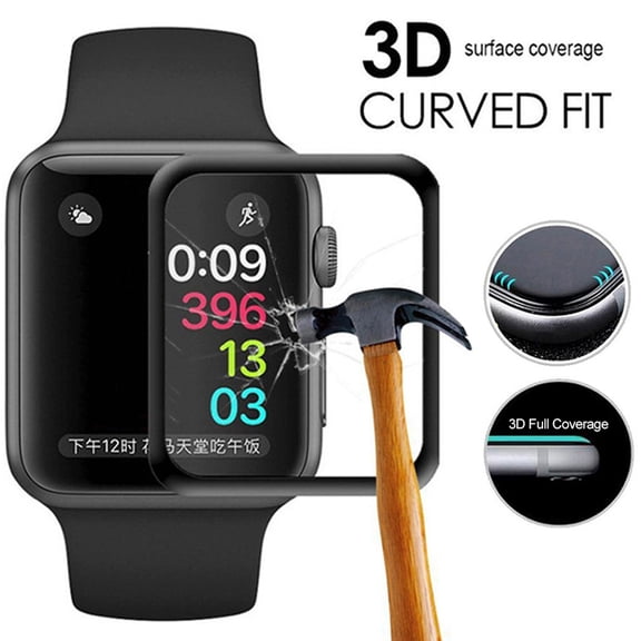 Joernso 3D Curved Tempered Glass Protective Film Cover for Apple Watch 38/40/42/44mm