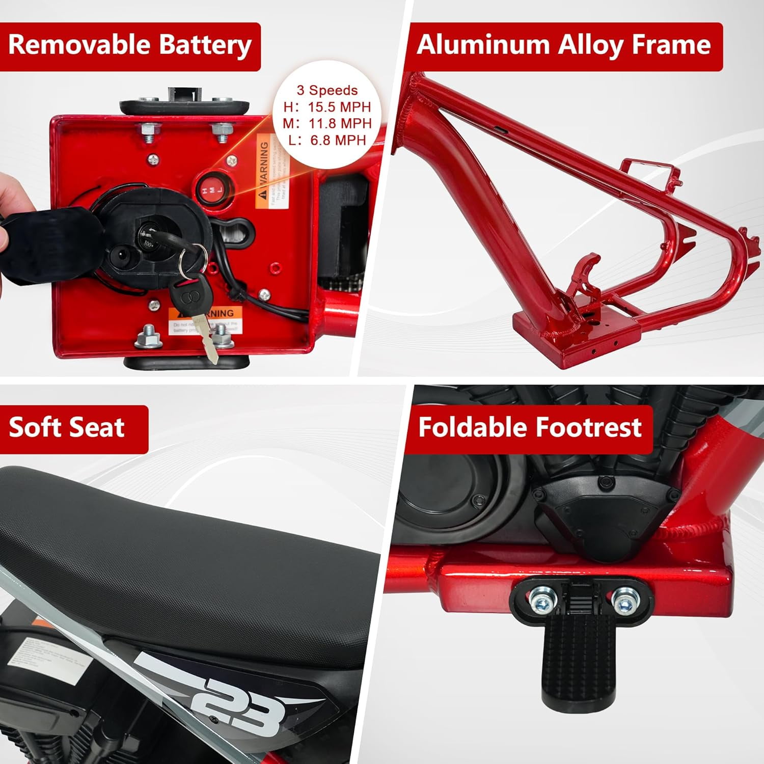 NEORIVER Electric Dirt Bike for Kids Ages 6-12, 250W Electric Motorcycle Up to 15.5MPH, 24V Detachable Battery, 16'' Inflatable Tire Electric Balance Bike with Kickstand