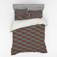 thumbnail image 2 of Chevron Duvet Cover Set, Geometric Illustration Abstract Contrast Rainbow Spectrum Colors of Zigzag Pattern, Bedding Set with Shams and Fitted Sheet, 3 Sizes, by Ambesonne, 2 of 3