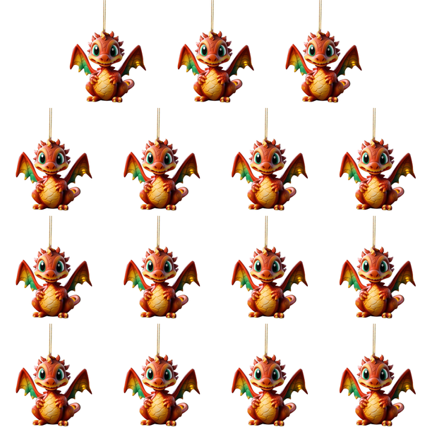 Adorno Dragón Volador 2D Adorno Acrílico Dibujos Animados Regalo Navidad 8 Cm (B)