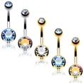 thumbnail image 4 of BodyJ4You 15PCS Professional Piercing Kit Steel Goldtone 14G Double CZ Belly Navel Ring Body Piercing Set, 4 of 6