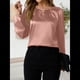 thumbnail image 4 of Camisa Informal de Satén de Larga para Mujer, Elegante Blusa de Trabajo, Atuendo Formal de Otoño para la Oficina Rosa S, 4 of 10