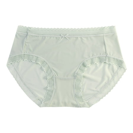 TIHLMK Panties for Women Women Underwear Seamless Women s Traceless Ultra Thin Ice Silk Briefs Lace Edge Breathable Mid Waist Briefs Gifts for Women Green Underwear
