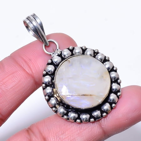 Moonstone - Sri Lanka Designer Handmade 925 Sterling Silver Pendant 1.95" P11188