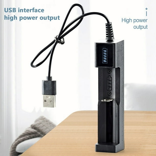 Cargador de 1 ranura para batería de litio recargable 16340 14500 18650 26650 3,7 V