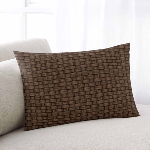 Dark Brown Rattan Throw Pillow Covers, Vintage Abstract Wicker Texture Soft Breathable Pillow Cases with Invisible Zipper for Sleeping, King Size Pillowcases for Couch Bed Sofa Chair 20x36 Inches