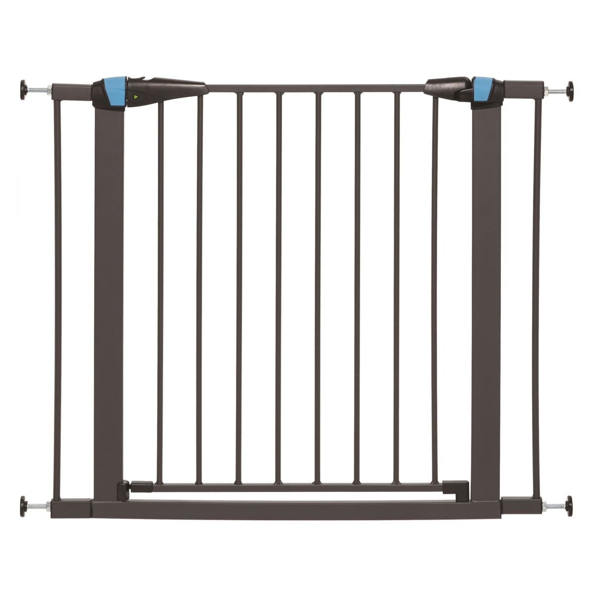 MidWest Homes for Pets 29 Inches Tall Walk-Through Steel Pet Gate, Pressure Mounted Dog Gate with Glow Strip Measures 29H x 29.5-38W Inches & Includes Two 3-Inch-Wide Extensions, Graphite