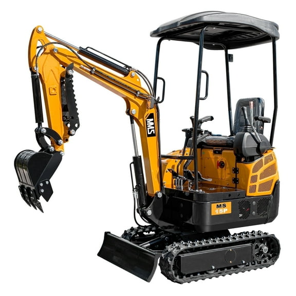 MMS 1.5 Ton Crawler Excavator with Bucket Mechanical Thumb Clip Bilateral Hydraulic Pilot 13.5 HP EPA Gasoline Engine Trencher Digger Machine for Factory Garden Farms
