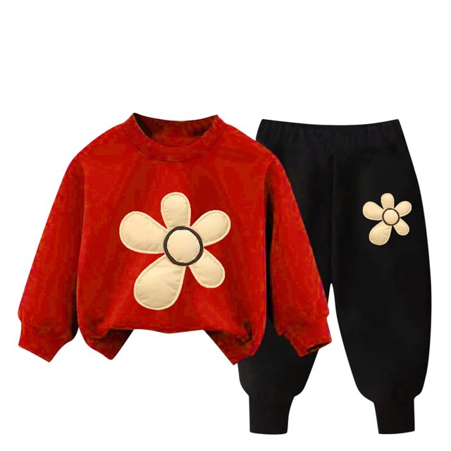 Boys Girl Solid Color Outfit Sweatsuit Crewneck Sweatshirt Sweatpants Pants Set Fall Winter Clothes
