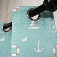 thumbnail image 4 of Ambesonne Anchor Grommet Curtain, Nautical Seagull Helm, 50" x 63", Seafoam Salmon and White, 4 of 6
