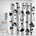 thumbnail image 3 of Black and White Mushroom Shower Curtains Funny Sexy Woman Hippie Style Waterproof Fabric Bathroom Shower Curtains Modern Unique Aesthetic Decor with Hooks, 72x84 Inch, 3 of 6