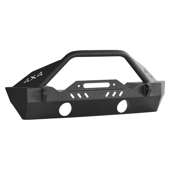 KFFKFF Heavy-Duty Steel Front Bumper Compatible with 2018-2024 Jeep Wrangler JL JLU & Gladiator JT, Equipped with Winch Plate, D-Ring Mounts, and Fog Light Housing