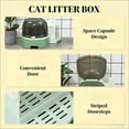 thumbnail image 6 of BISHE Enclosed Cat Litter Box with Openable Front Lock Lid, Space Capsule Design, 2-Step Anti-Tracking Litter Tray, Included Litter Scoop, Large Private Hooded Cat Toilet for Cats Up to 10 lbs, Green, 6 of 6
