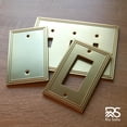 thumbnail image 5 of Rio Salto Imperial Collection Brushed Brass Gold Toggle Flip Switch Cover  1-Gang 5" x 3.13" Medium Size Metal Light Switch Cover Plate Heavy-Gauge Decorative Wall Plates Outlet Covers, 5 of 8