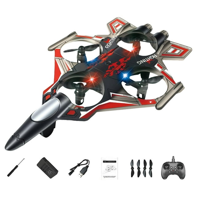 Avión RC Avión de control remoto Avión de combate con giro de 360 degree Listo para volar Helicóptero rojo 1 Batería