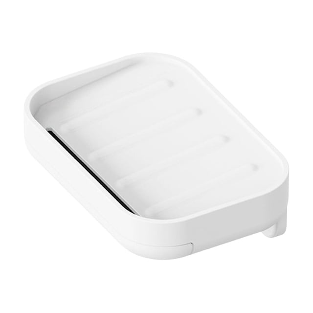 Jabonera de pared para baño, organizador de almacenamiento sin perforaciones, soporte adhesivo con ventosa y drenaje para ducha y fregadero de cocina, jabonera de plástico blanco para baño y ducha.