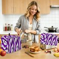 thumbnail image 3 of Toaster Cover 2 Slice, Purple White Moire Dustproof Bakeware Oven Protector with Top Hook, Modern Abstract Art Waterproof Small Kitchen Appliance Toasters Dust Cover, 11"x6"x8", 3 of 3