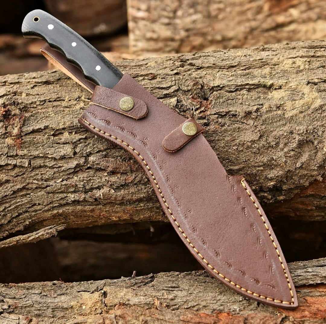 AJSANITY 16" FULL TANG DAMASCUS Fixed Blade BOWIE Hunting SURVIVAL Knife GURKHA KUKRI KNIFE