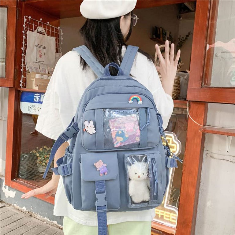 DanceeMangoos Kawaii Canvas School Backpack with Cute Pins Pendant,  Aesthetic Laptop Shoulders Ita Bag, School Supplies Stationary for Back to  School (Pink) - Walmart.com